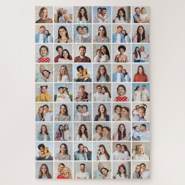 Create Your Own 54 Photo Collage Editable Color Jigsaw Puzzle (Vertical)
