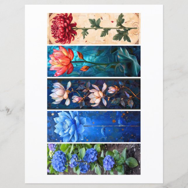 Create Your Own 5 Assorted Floral Bookmarks (Front)