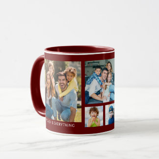 Create Your Own 5 Family Photo Collage Burgundy Mug