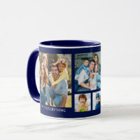 Create Your Own 5 Family Photo Collage Navy Blue