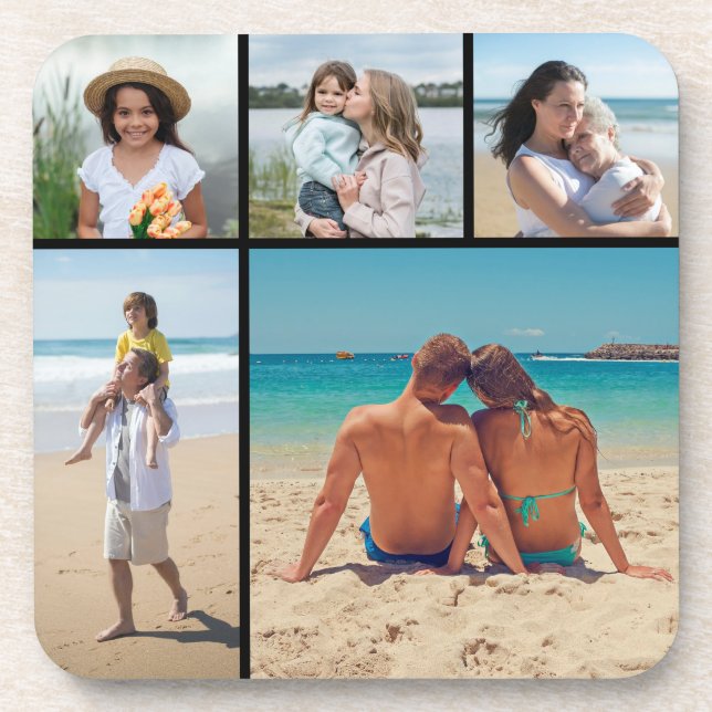 Create Your Own 5 Photo Collage Coaster (Front)