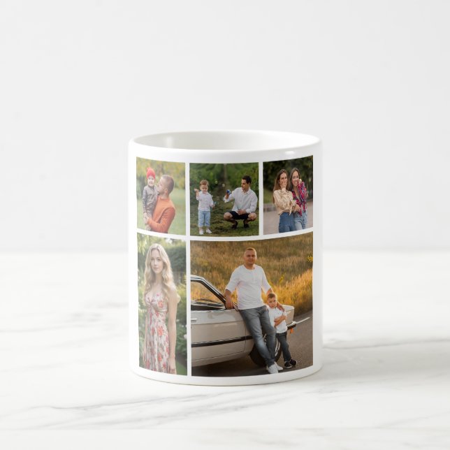 Create Your Own 5 Photo Collage Coffee Mug (Center)