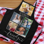 Create Your Own 5 Photo Collage Family Name Black Apron<br><div class="desc">Design your own personalised photo apron by adding 5 favourite pictures. Customise with family name and established year.</div>