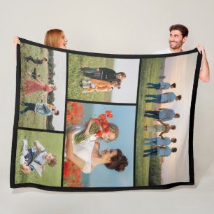 Create Your Own 5 Photo Collage Fleece Blanket