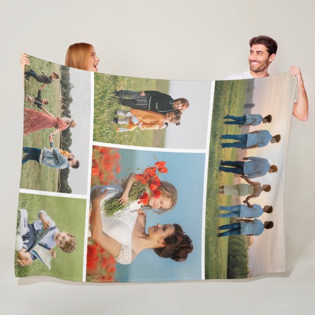 Create Your Own 5 Photo Collage Fleece Blanket (In Situ)