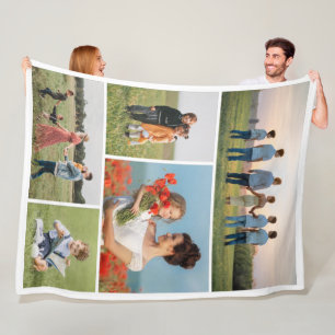 Create Your Own 5 Photo Collage Fleece Blanket