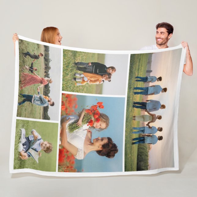 Create Your Own 5 Photo Collage Fleece Blanket (In Situ)