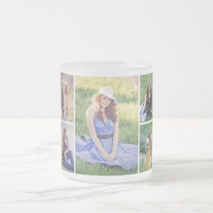 Create Your Own 5 Photo Collage Frosted Glass Coffee Mug