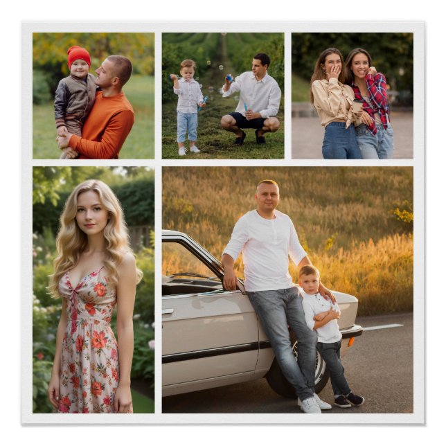 Create Your Own 5 Photo Collage Glossy Poster (Front)