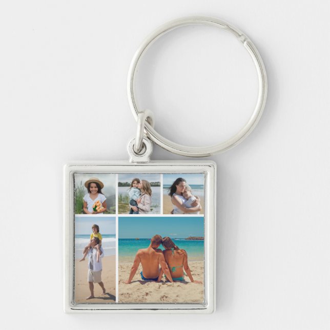Create Your Own 5 Photo Collage Key Ring (Front)