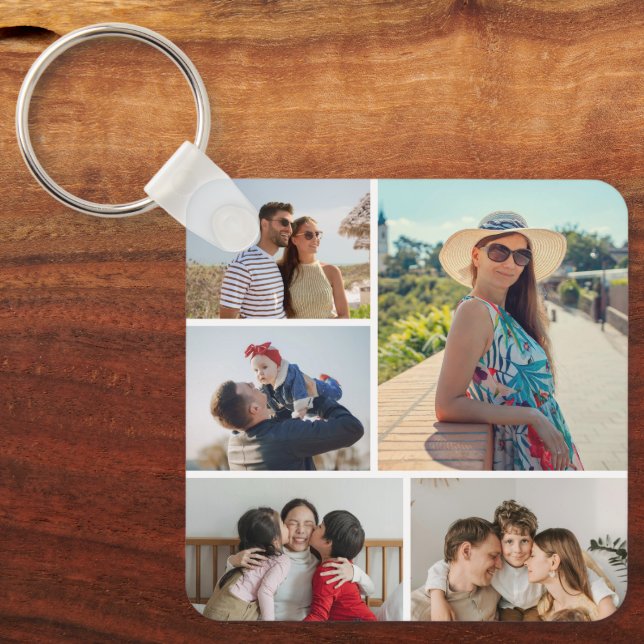 Create Your Own 5 Photo Collage Key Ring (Front)