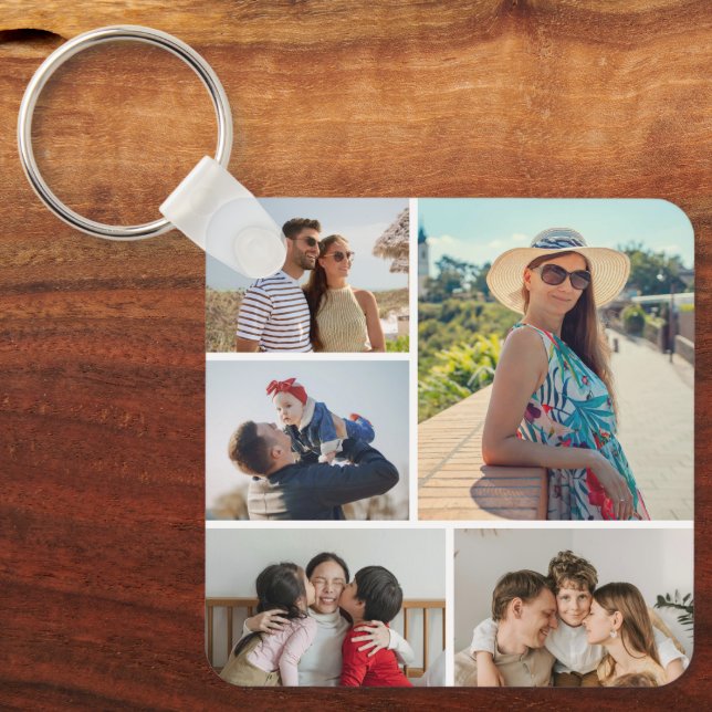 Create Your Own 5 Photo Collage Key Ring (Front)