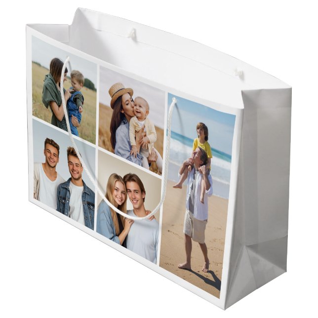 Create Your Own 5 Photo Collage Large Gift Bag (Back Angled)