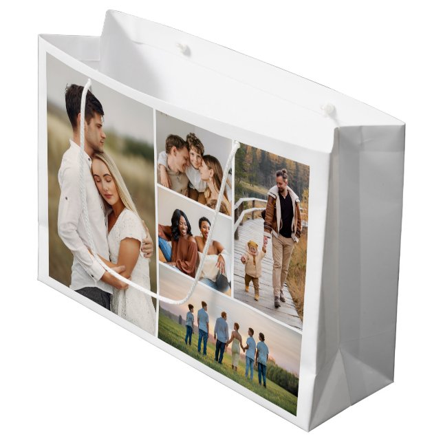 Create Your Own 5 Photo Collage Large Gift Bag (Front Angled)