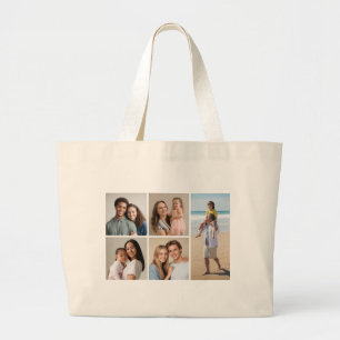 Create Your Own 5 Photo Collage Large Tote Bag