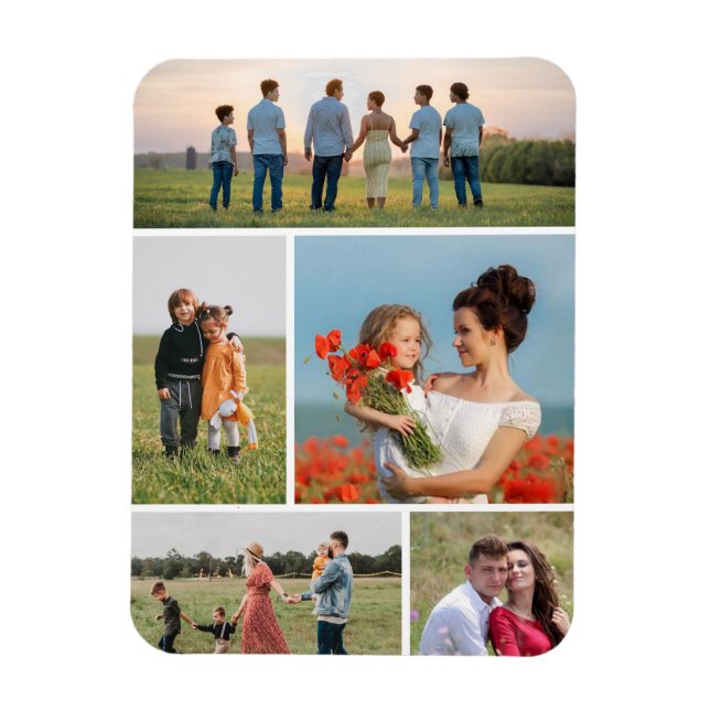 Create Your Own 5 Photo Collage Magnet (Vertical)