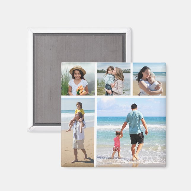 Create Your Own 5 Photo Collage Magnet (Front/Back)