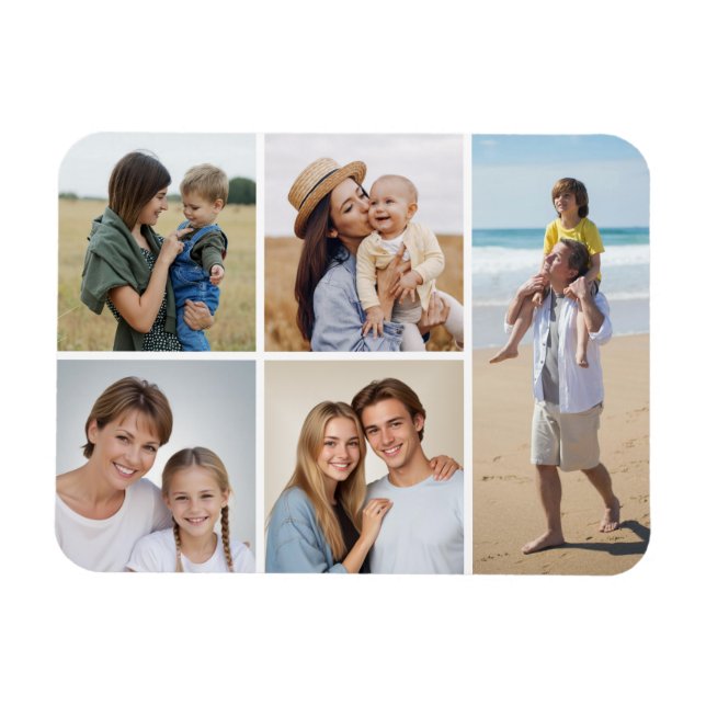 Create Your Own 5 Photo Collage Magnet (Horizontal)