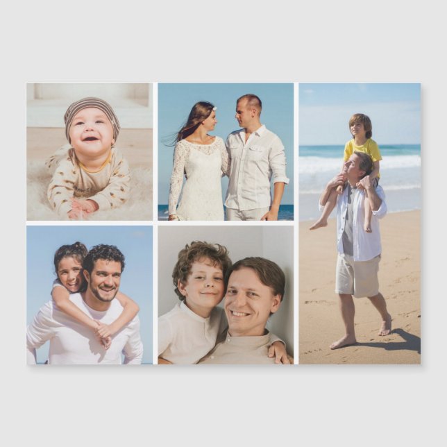 Create Your Own 5 Photo Collage Magnetic Card (Front)