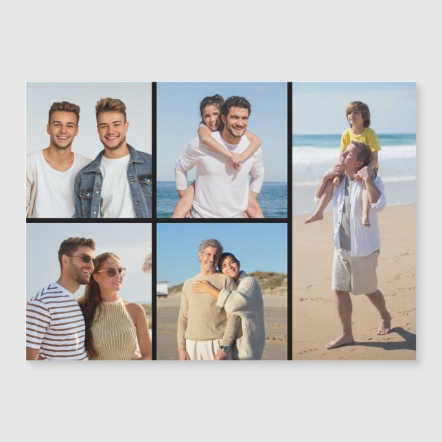 Create Your Own 5 Photo Collage Magnetic Card (Front)