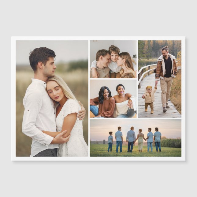 Create Your Own 5 Photo Collage Magnetic Card (Front)