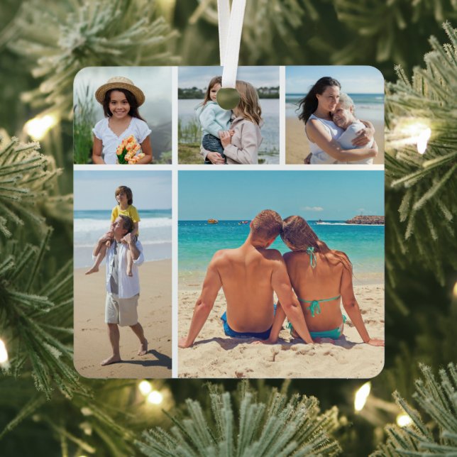 Create Your Own 5 Photo Collage Metal Tree Decoration (Insitu)