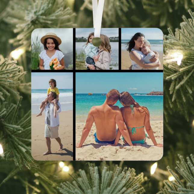 Create Your Own 5 Photo Collage Metal Tree Decoration (Insitu)