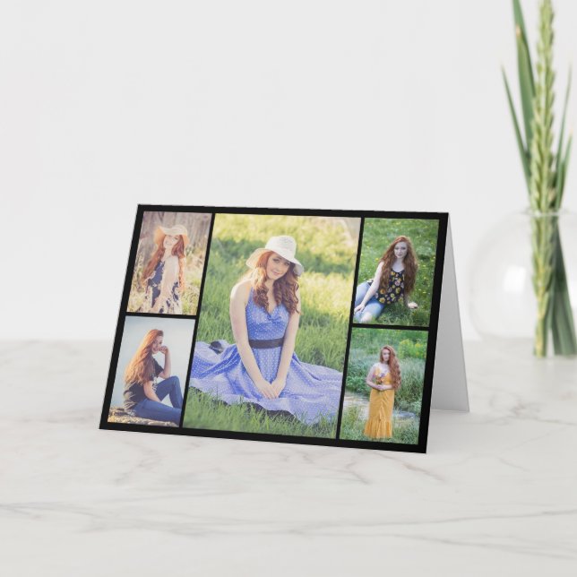 Create Your Own 5 Photo Collage Note Card (Front)