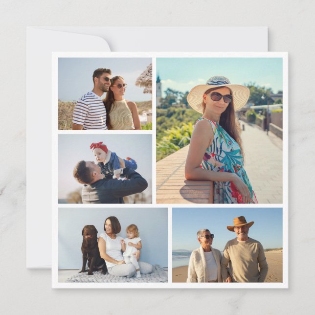Create Your Own 5 Photo Collage Note Card (Front)