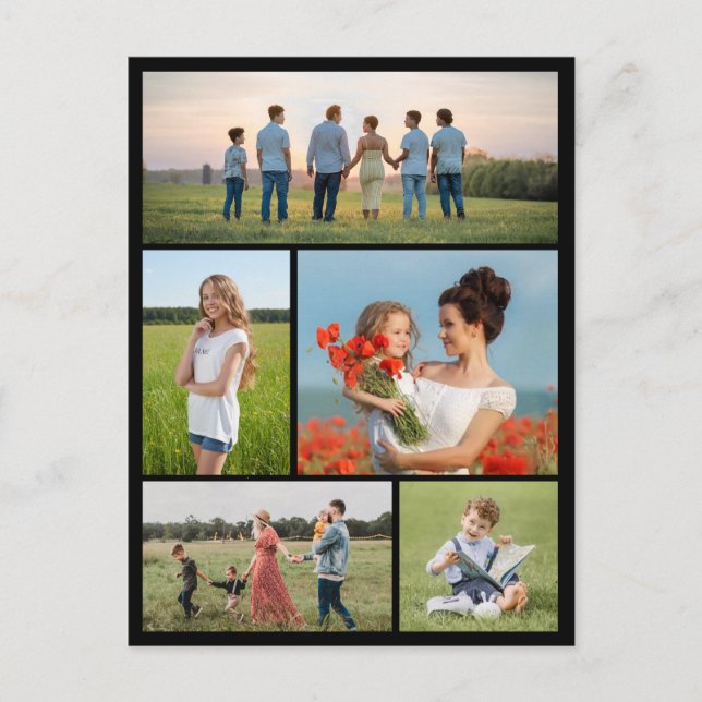 Create Your Own 5 Photo Collage Postcard (Front)