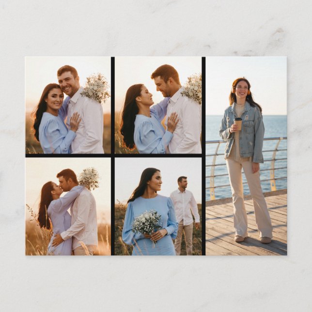 Create Your Own 5 Photo Collage Postcard (Front)
