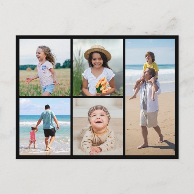 Create Your Own 5 Photo Collage Postcard (Front)
