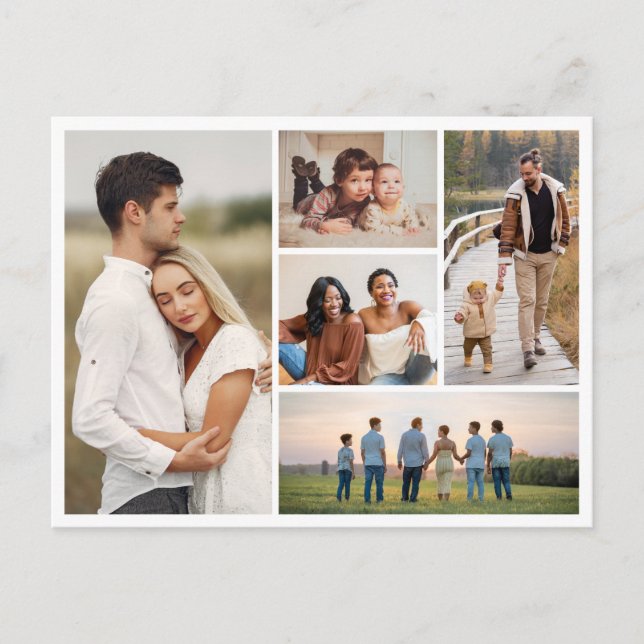 Create Your Own 5 Photo Collage Postcard (Front)