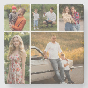 Create Your Own 5 Photo Collage Stone Coaster