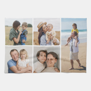 Create Your Own 5 Photo Collage Tea Towel