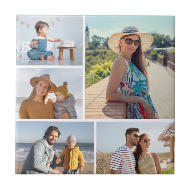 Create Your Own 5 Photo Collage Tile (Front)