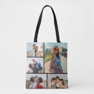 Create Your Own 5 Photo Collage Tote Bag