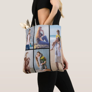 Create Your Own 5 Photo Collage Tote Bag