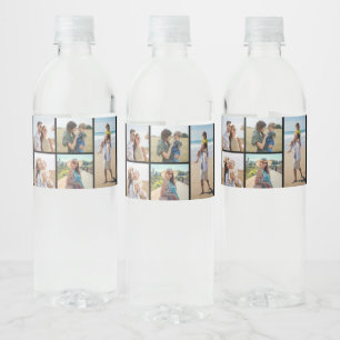 Create Your Own 5 Photo Collage Water Bottle Label
