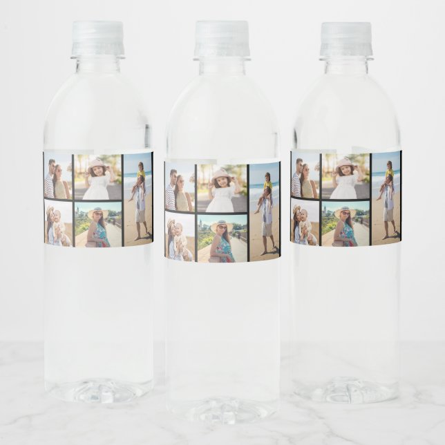 Create Your Own 5 Photo Collage Water Bottle Label (Bottles)