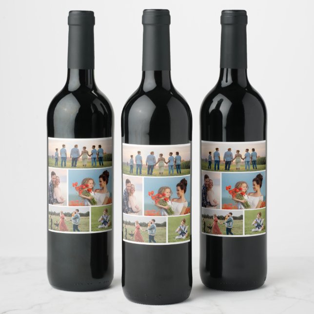 Create Your Own 5 Photo Collage Wine Label (Bottles)