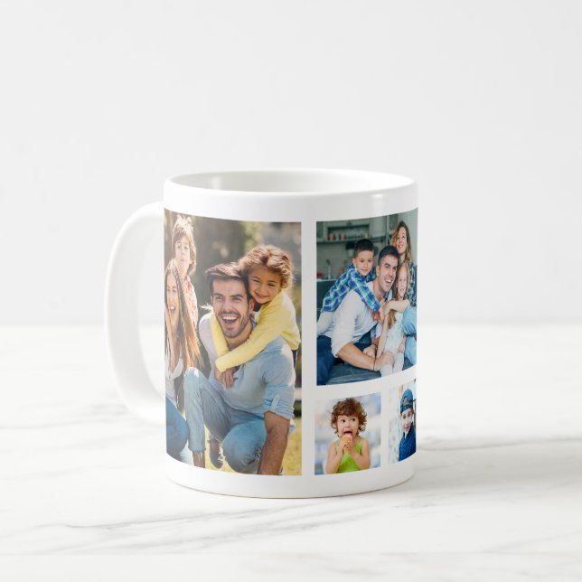 Create Your Own 5 Photo Picture Collage White Coffee Mug (Front Left)