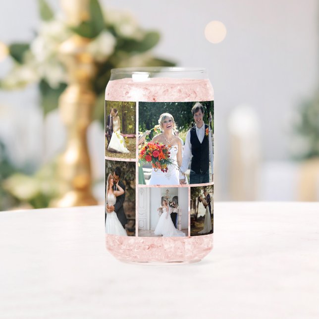 Create Your Own 5 Photo Wedding Collage Can Glass (Insitu (Wedding))