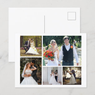 Create Your Own 5 Photo Wedding Collage Holiday Postcard
