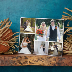 Create Your Own 5 Photo Wedding Collage Plaque