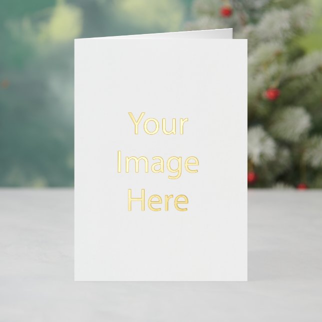 Custom 12.7 cm x 17.8 cm (5" x 7") Foil Folded Holiday Card, Size Color: Gold, Media: Premium White, Envelopes: White (Holiday In Situ)