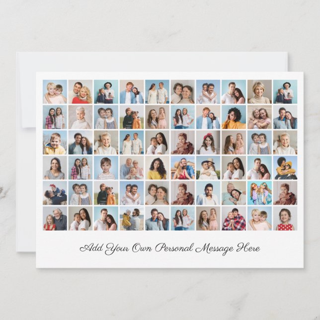 Create Your Own 60 Photo Collage Add Your Greeting Invitation (Front)