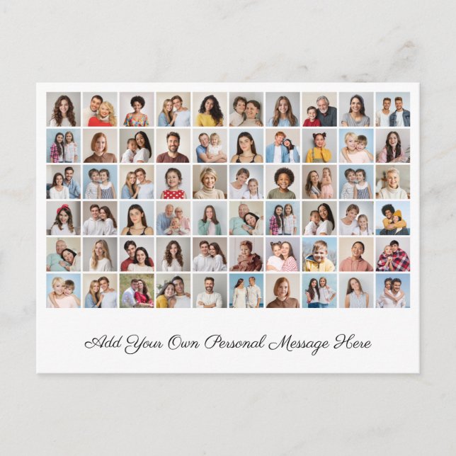 Create Your Own 60 Photo Collage Add Your Greeting Postcard (Front)