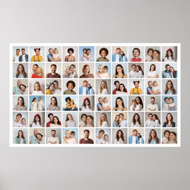 Create Your Own 60 Photo Collage Editable Color  Poster (Front)