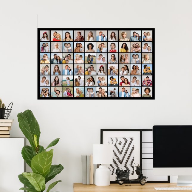 Create Your Own 60 Photo Collage Editable Colour Poster (Home Office)